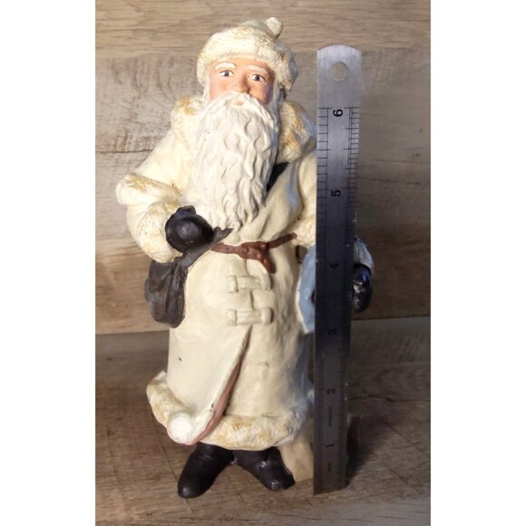 Vintage Signed ETC 87 Santa Claus Figurine 7.5 Hand-Painted Chalk - Picture 10 of 11